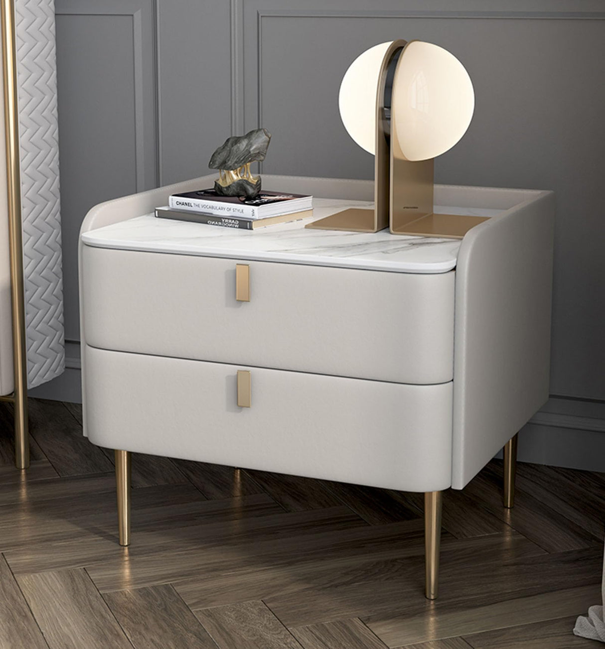 Bedroom Italian Minimalist Rock Board Bedside Cabinet