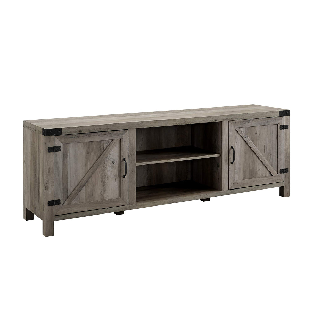 Tucker 70 Inch Barn Door TV Console in Grey Wash