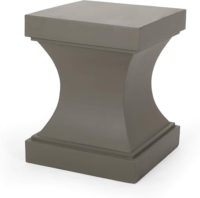 Allison Outdoor Modern Lightweight Concrete Side Table, Light Gray