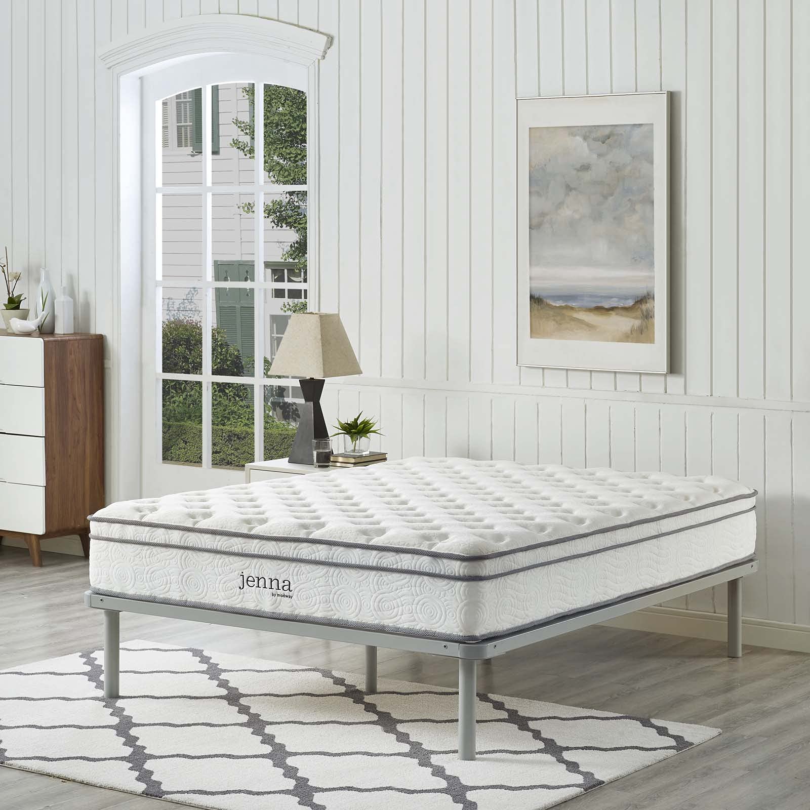 Jenna Innerspring and Foam Mattress-10-Year Warranty, Queen, White