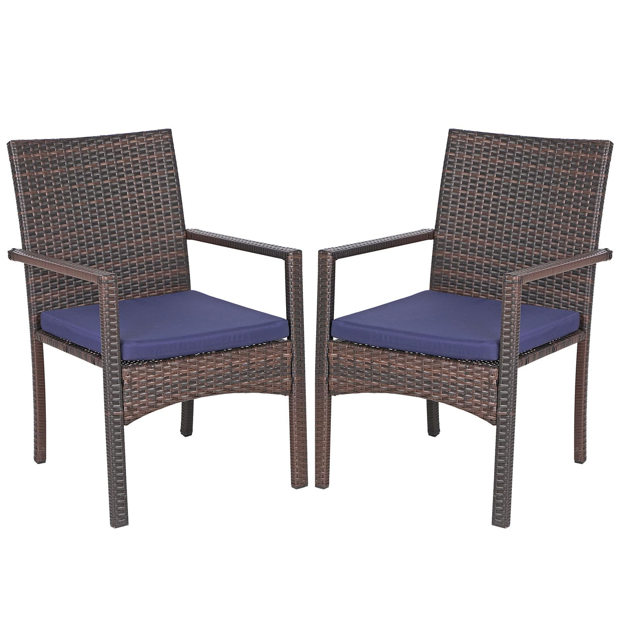 5 Pieces Patio Dining Set, Square Outdoor Table and Chairs Set for 4, Patio Table and Cushioned Rattan Chairs