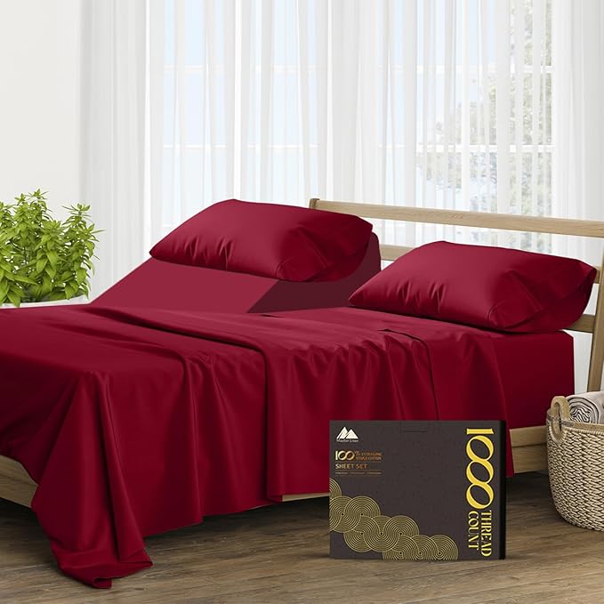 100% Pure Egyptian Cotton Sheets Queen Size - 1000 High Thread Count Sheets