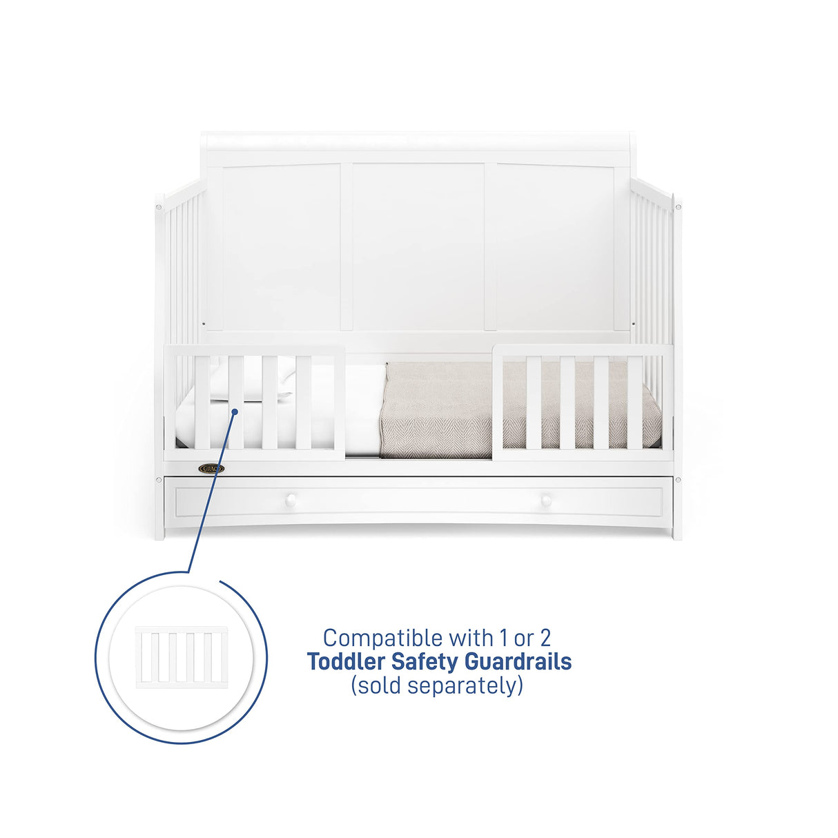 5-in-1 Convertible Crib with Drawer (White) – GREENGUARD Gold Certified, Crib with Drawer Combo, Full-Size Nursery Storage Drawer, Converts to Toddler Bed, Daybed and Full-Size Bed