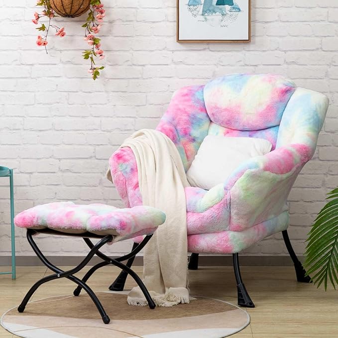 Fabric Large Lazy Chair, Accent Reading Chair, Cozy Lounge Chair with Armrest, Leisure