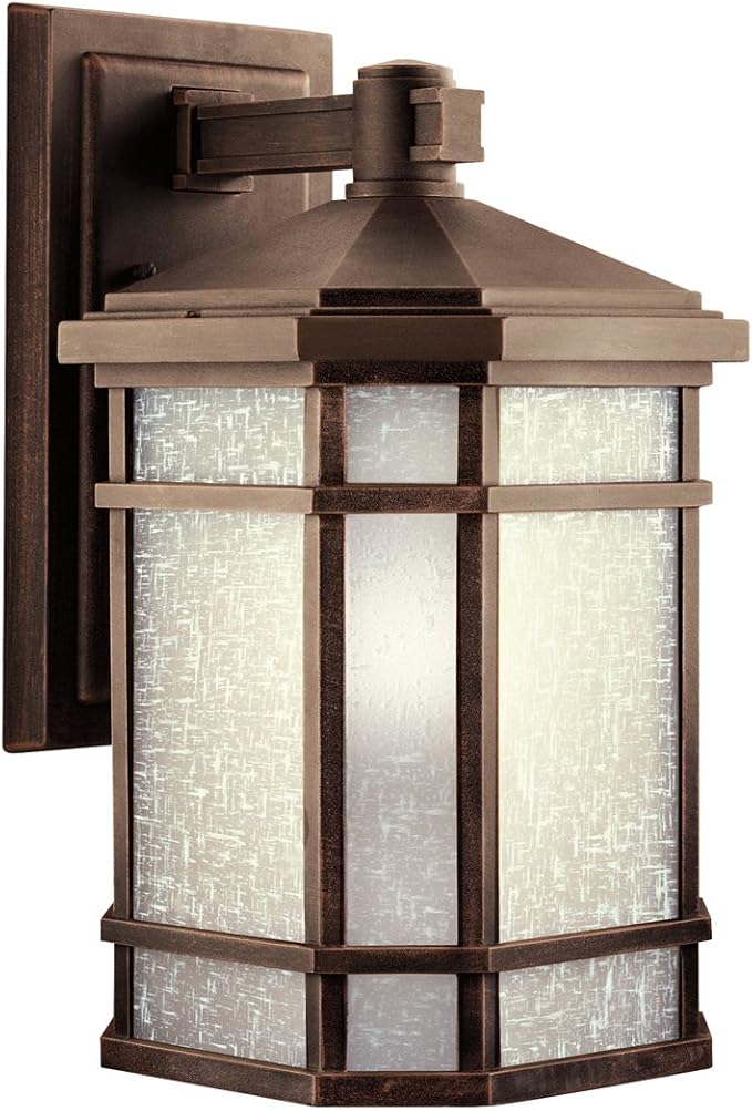 Cameron 10.75" 1 Light Outdoor Wall Light with Etched Linen Glass in Prairie Rock
