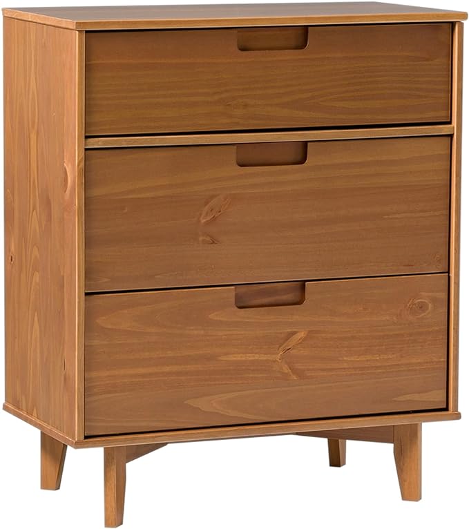 Furniture Pine Wood 3-Dra Groove Handle Vertical Dressete