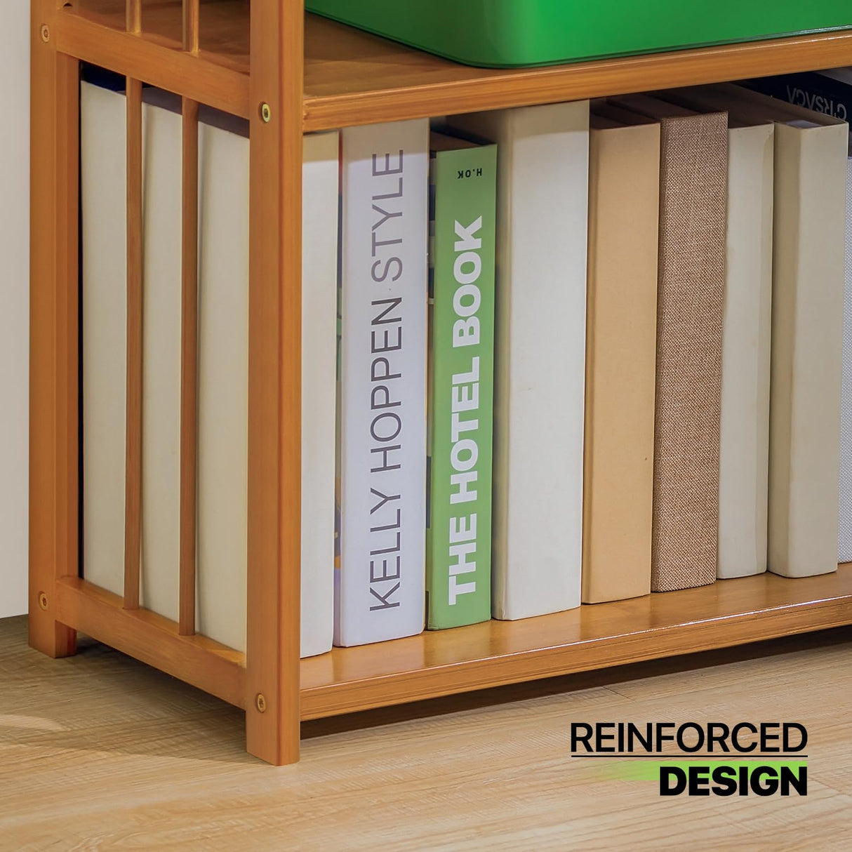 4 Shelf Bamboo Bookshelf Freestanding Display Shelf, Tall Bookcase Rack Organize for Home Office Library Small Narrow Space (Natural, 19.7" L x 9.8" W x 43.7" H)