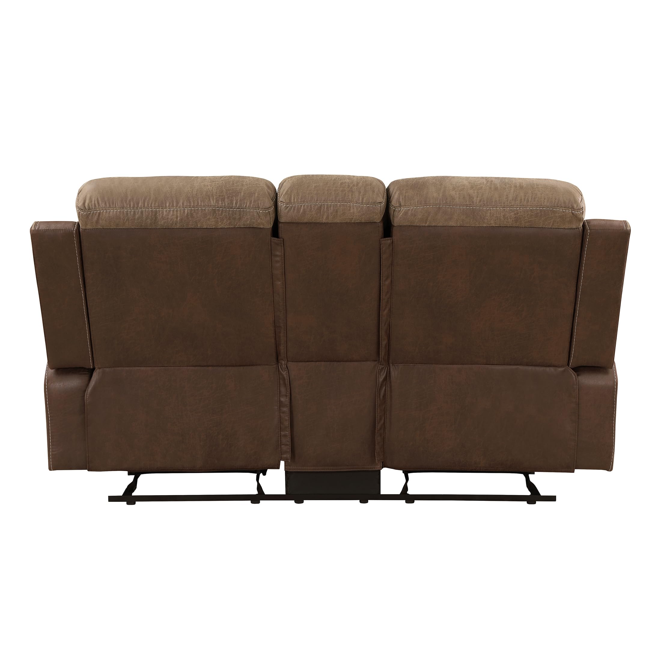 Marianna Polished Microfiber Double Glider Reclining Loveseat, Brown