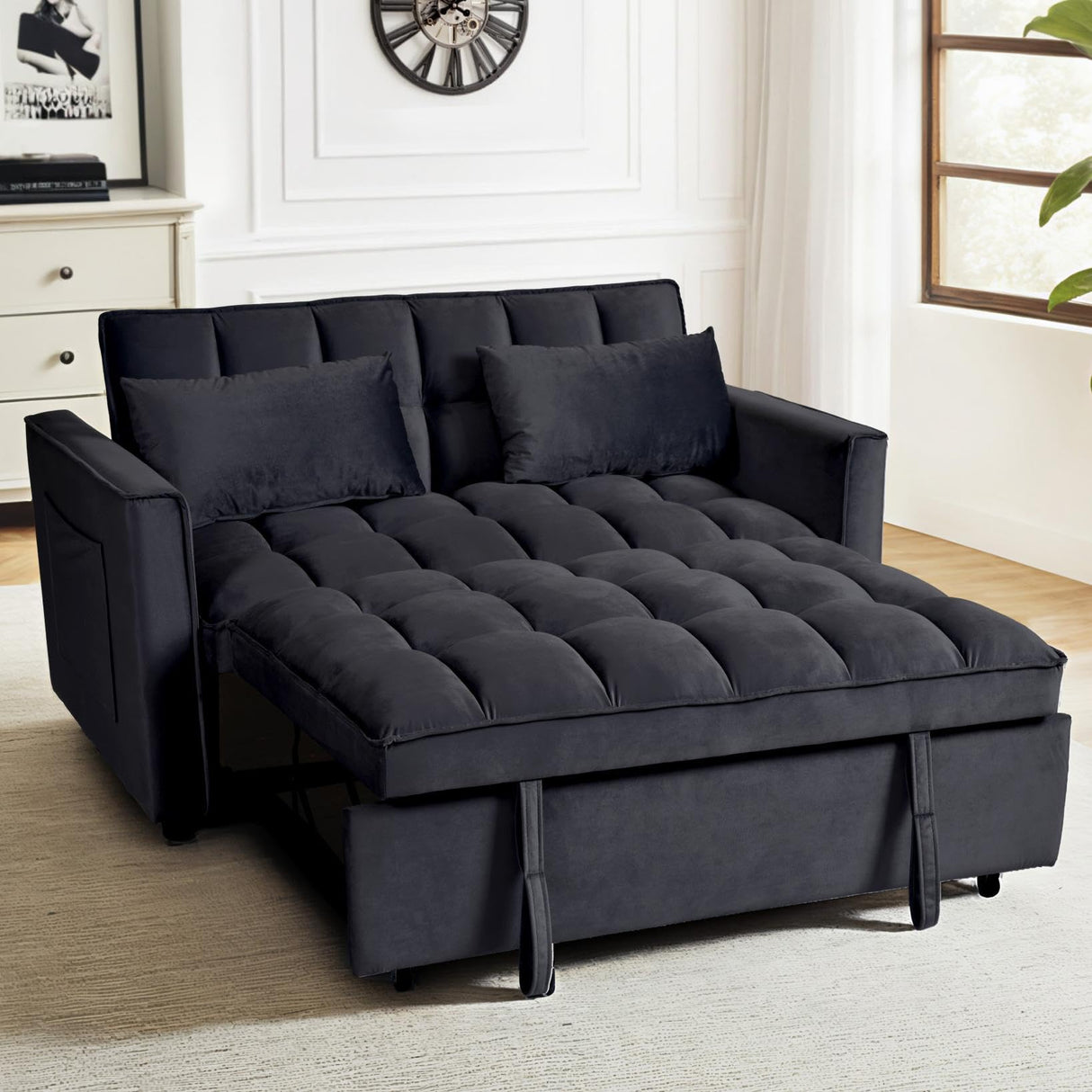 Sofa Bed, 3-in-1 Loveseat Sofa Couch w/Adjustable Backrest