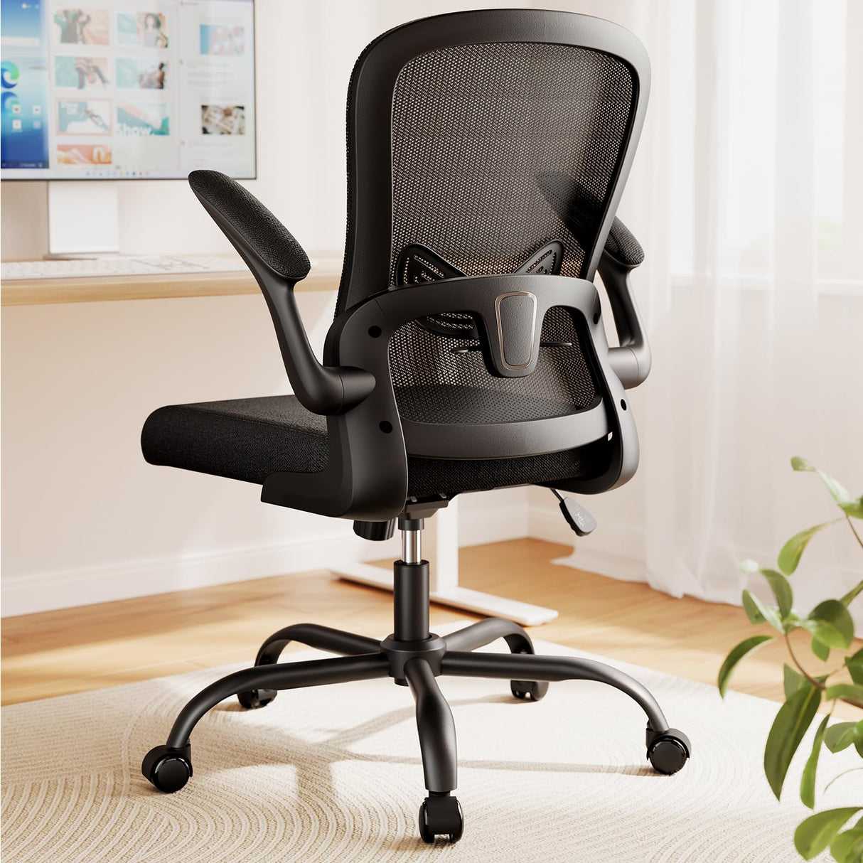 rogonomic Office Chair, Computer Desk Chair Comfy with Adjustable Lambar Support, Height and Flip-up Armrests Swivel Home Office Task Chair