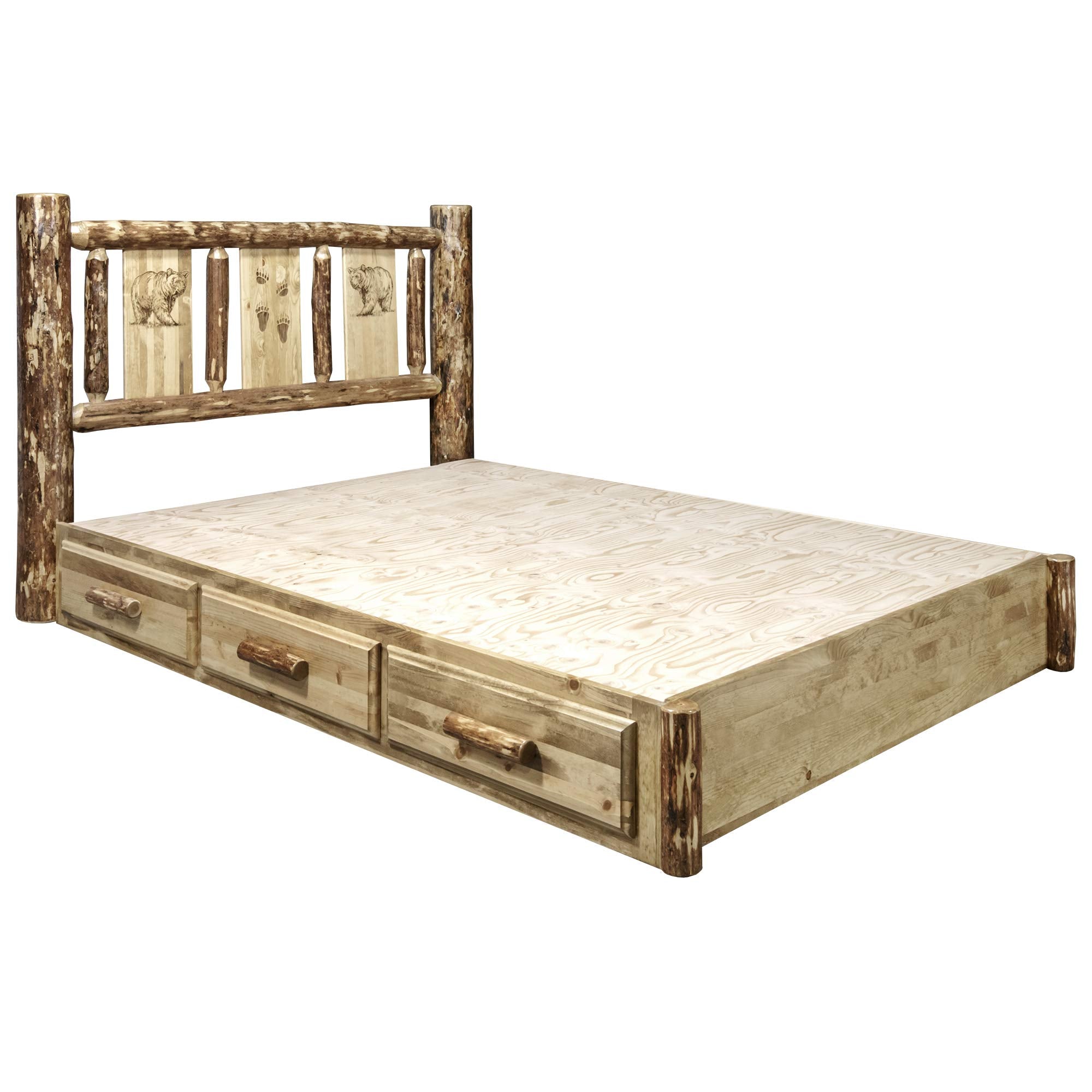 Glacier Country Collection King Bed Platform, (U.S. Standard), Stain & Clear Lacquer Finish