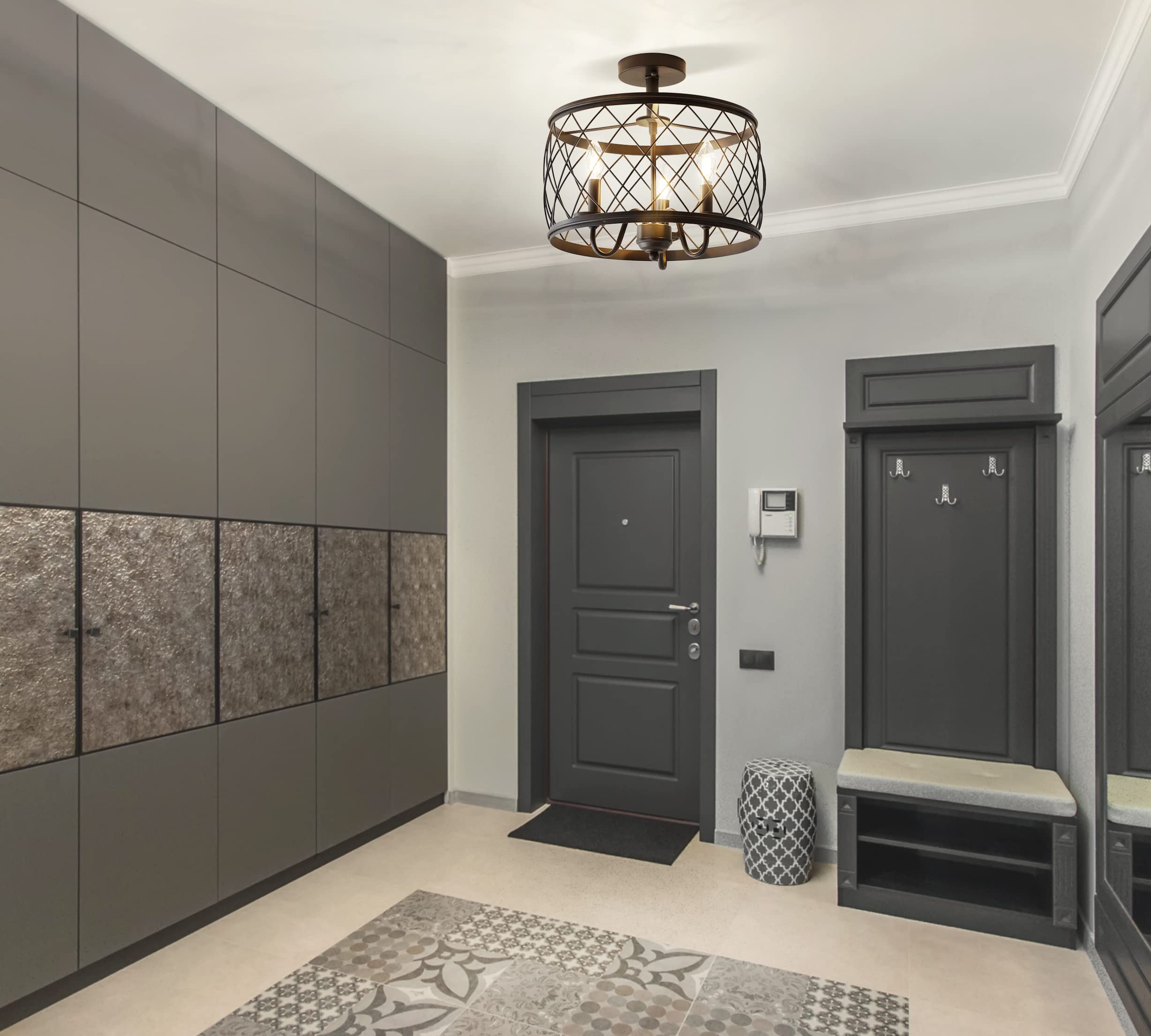 Eleanor 15" 3 Metal LED Semi Flush Mount Ceiling Traditional Dimmable