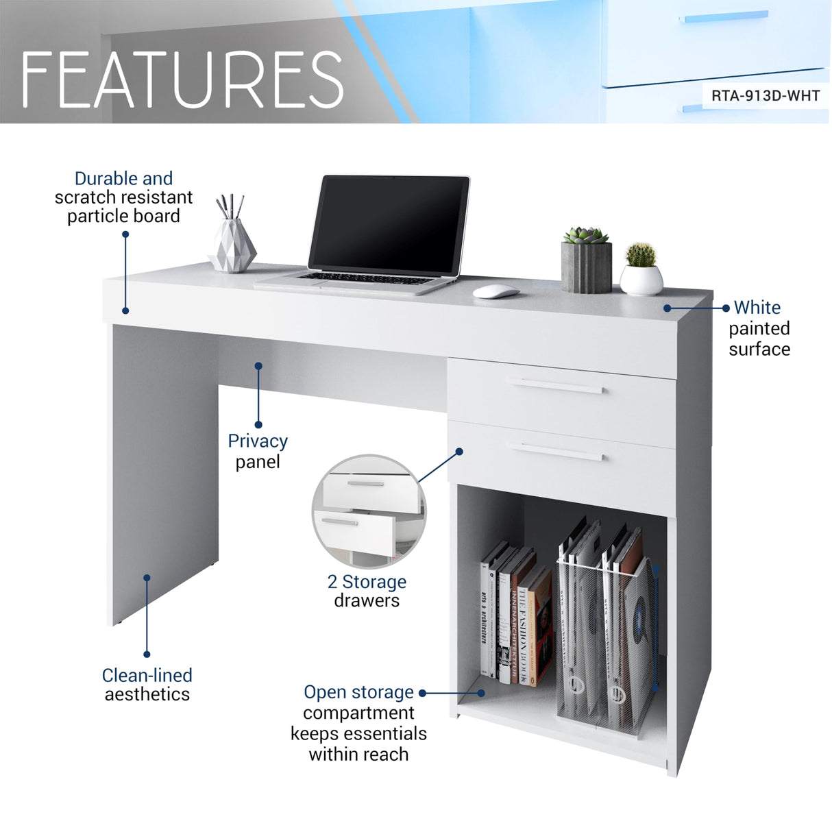 Computer Home Office or Bedroom Storage & Drawers Ideal for Small Spaces Writing Desk