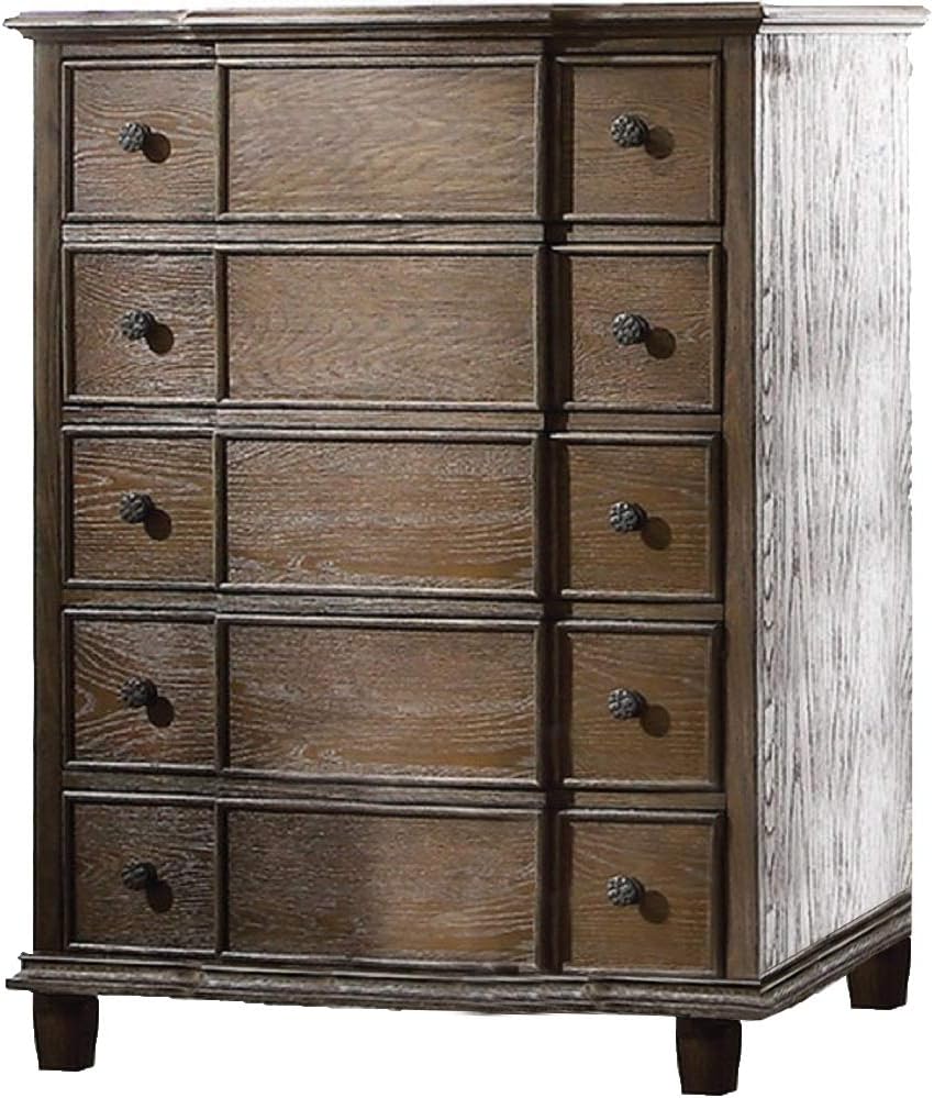 Baudouin 5 Drawer Chest in Weathered Oak
