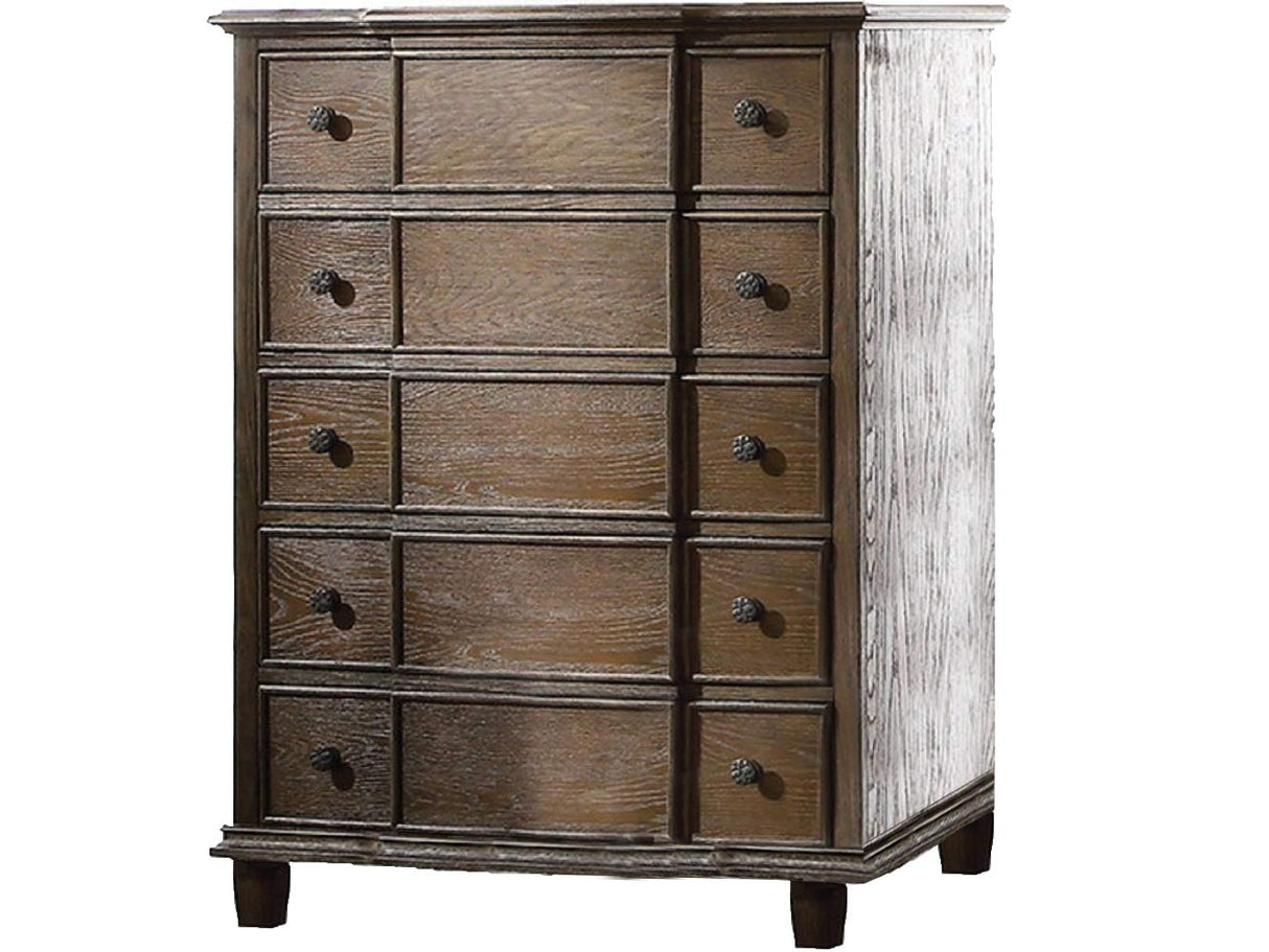 Baudouin 5 Drawer Chest in Weathered Oak