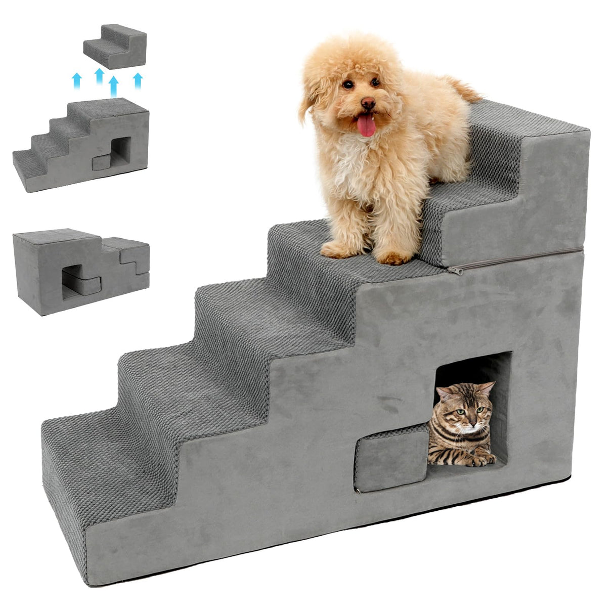 6-Step Dog Stairs for High Beds - 27" Height