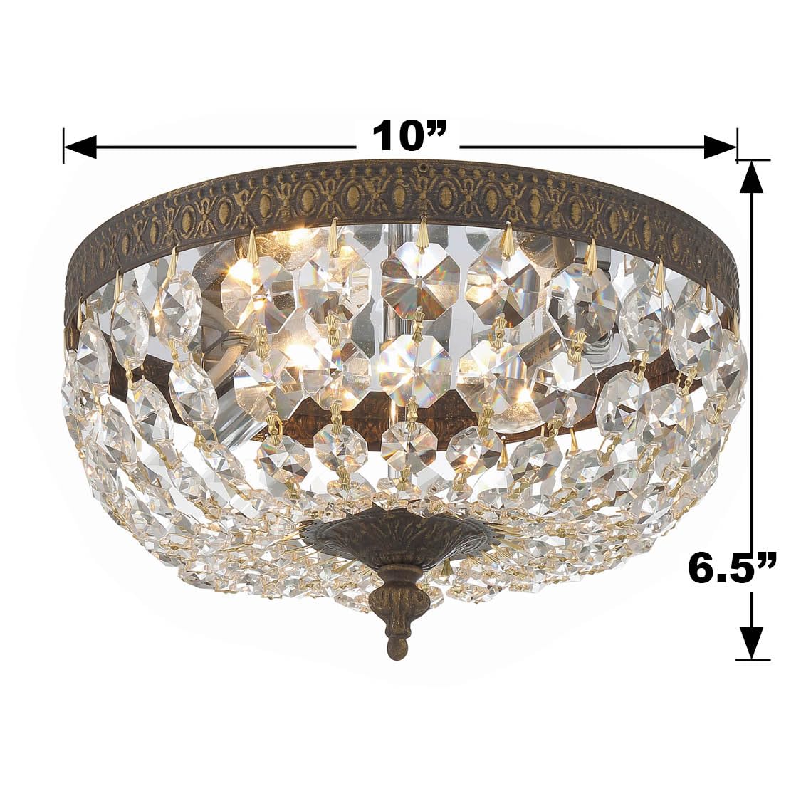 Clear Italian Crystal English Bronze Flush Mount