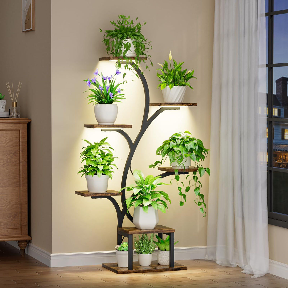 LushBeam 7-Tier Plant Stand with LED Grow Lights