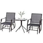 3 Piece Outdoor Glider Chair with Coffee Table Bistro Set, 2 Patio Rocking Swing Chairs