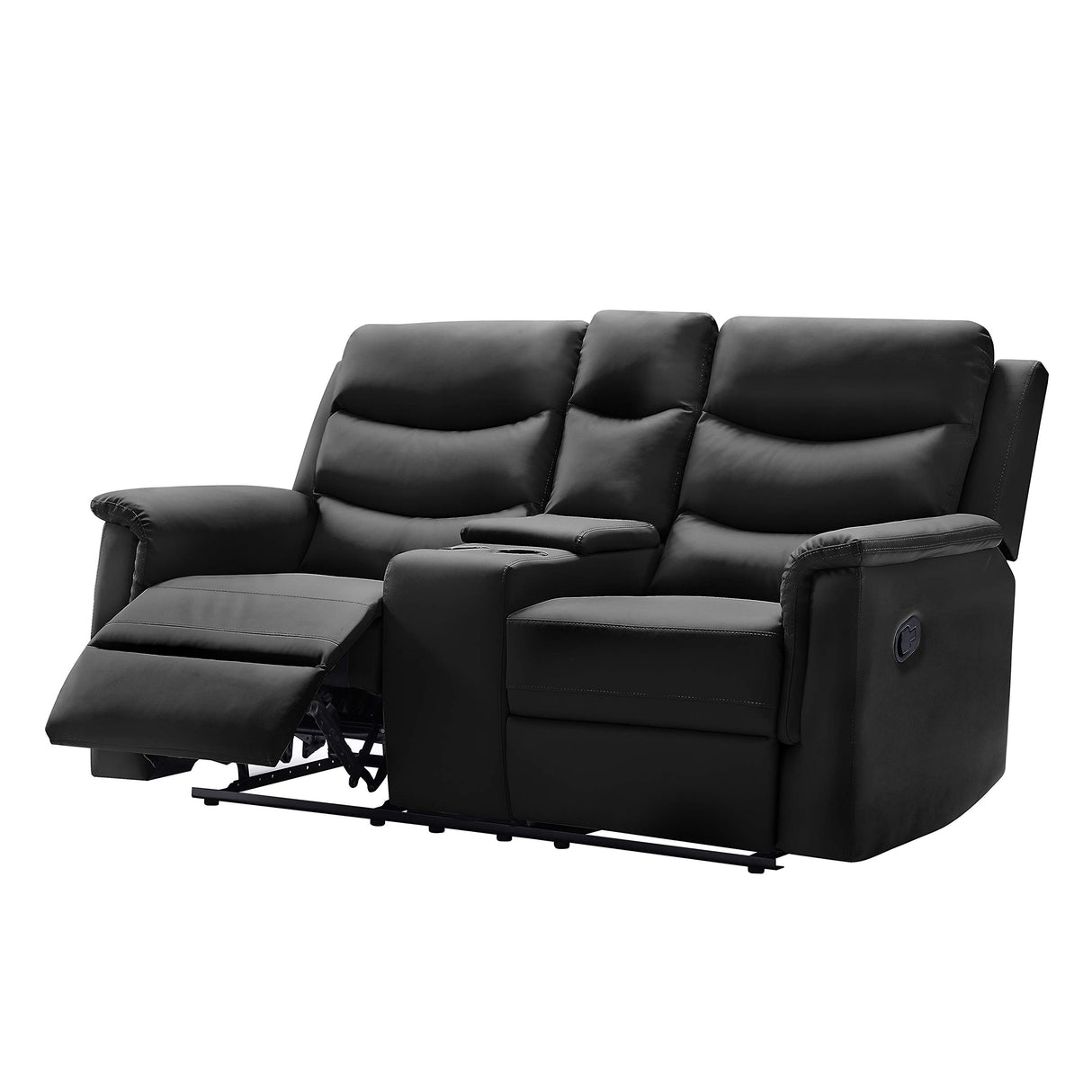 2 Pieces Faux Leather Manual Motion Reclining Sofa Set include 3 Seater Couch