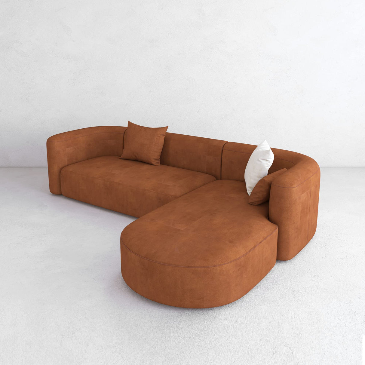 Luxury Modern Tight Curved Back Velvet Sofa, Minimalist Style Comfy Couch