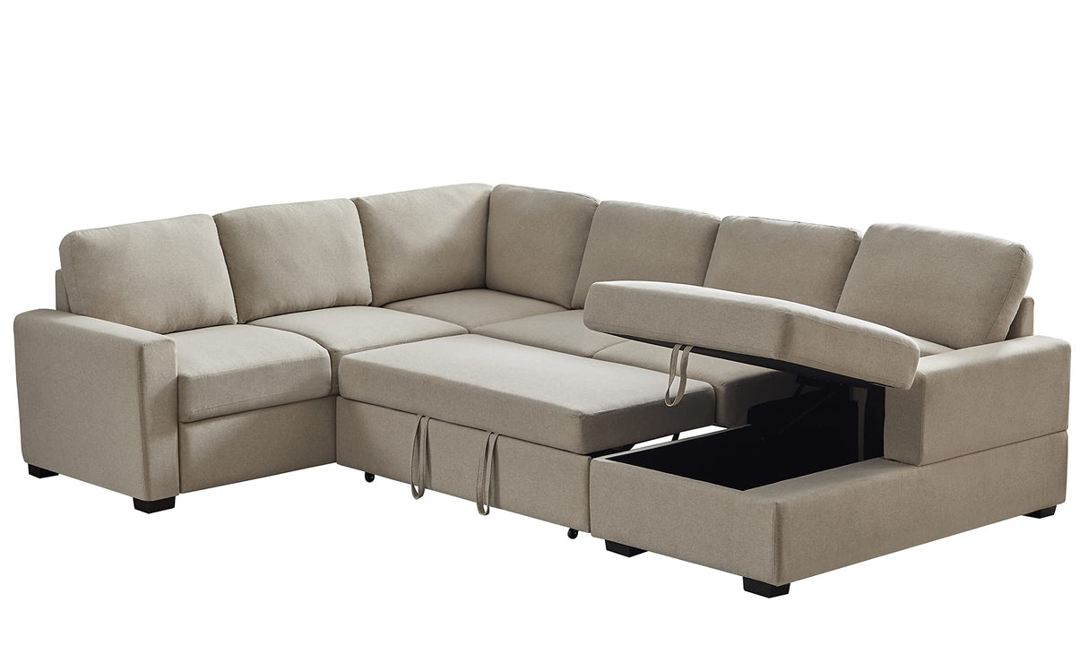 115" 4-Piece Upholstered Sectional Sofa with Storage Chaise and Removable