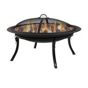 29-Inch Portable Fire Pit Bowl with Spark Screen, Fireplace Poker, Folding Stand