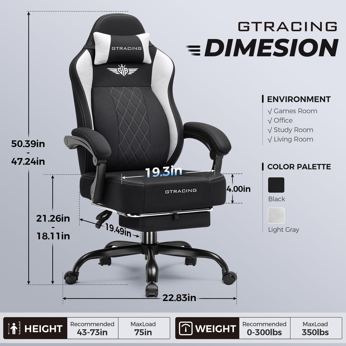 Big and Tall Gaming Chair with Footrest - Ergonomic Office Chair