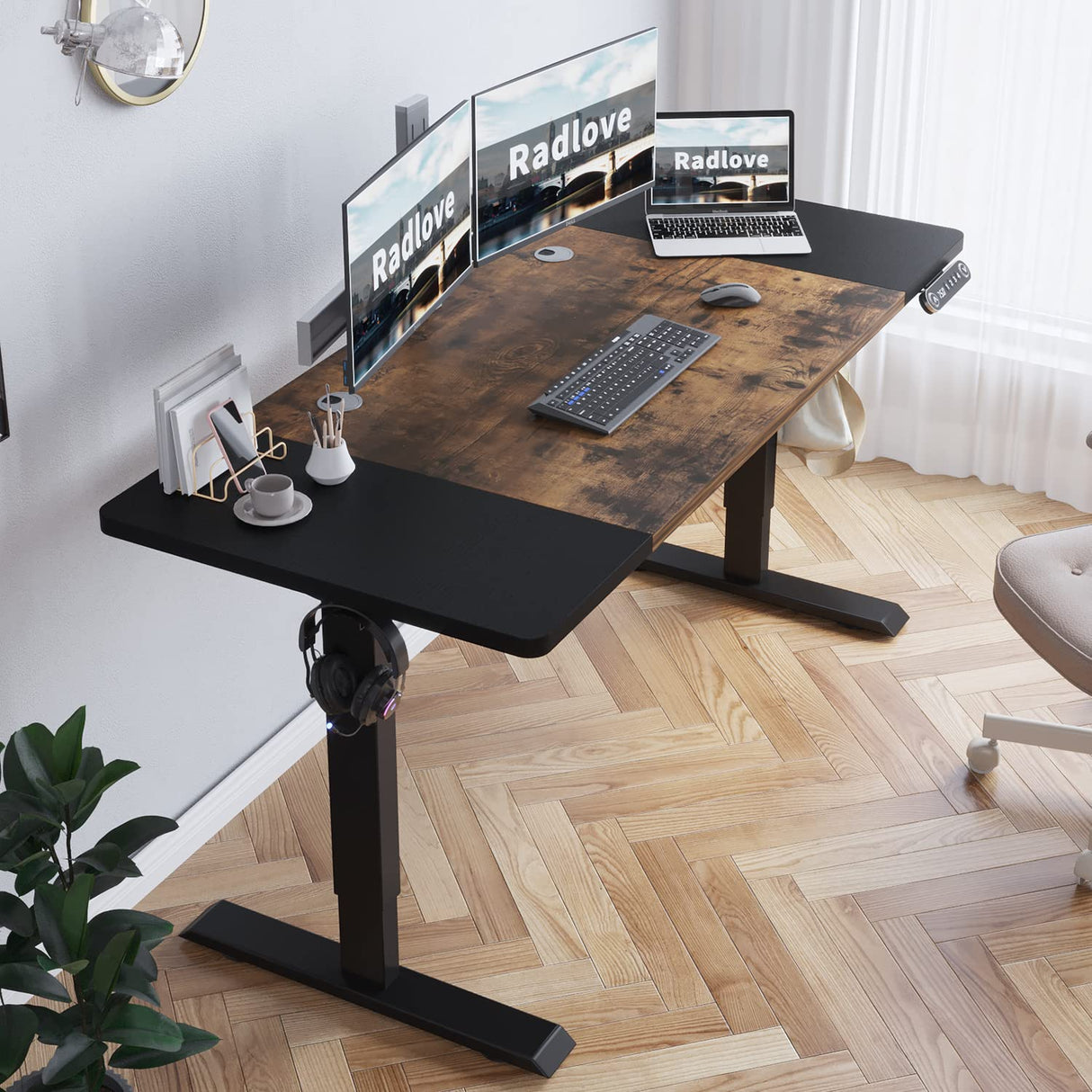 Electric Height Adjustable Standing Desk, 63x 30 Inches Stand Up Ergonomic Desk
