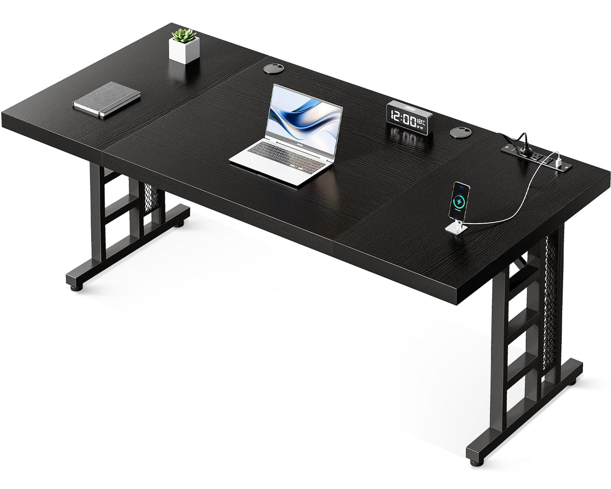71 Inch Executive Desk with USB Ports, Computer Office Desk
