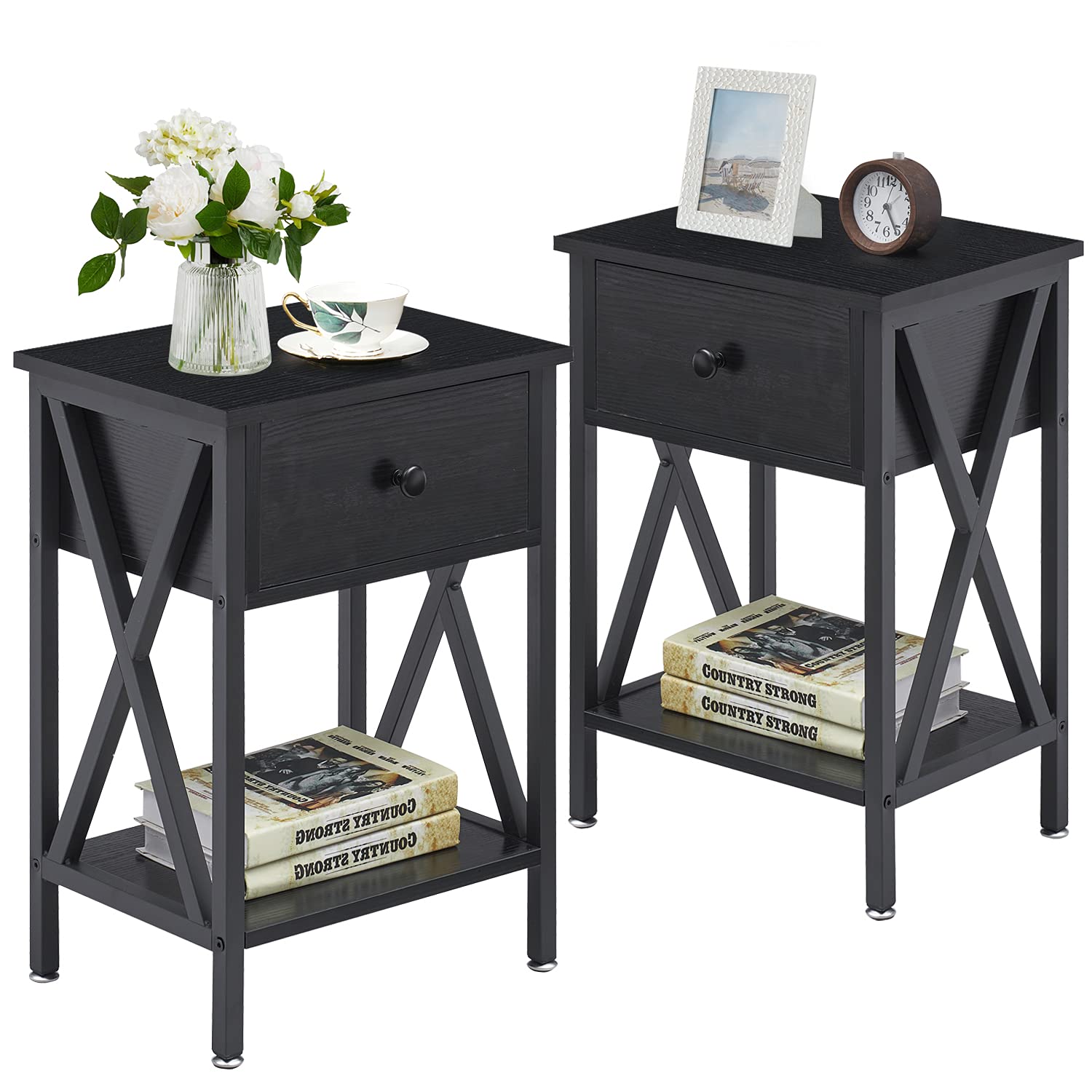Nightstands Set of 2, Modern Bedside End Tables, Night Stands
