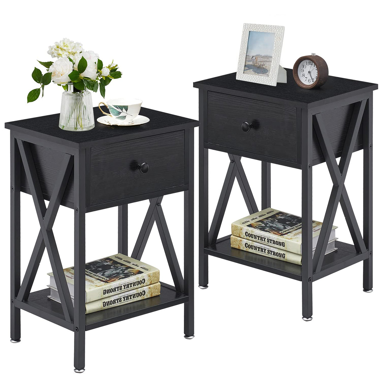 Nightstands Set of 2, Modern Bedside End Tables, Night Stands