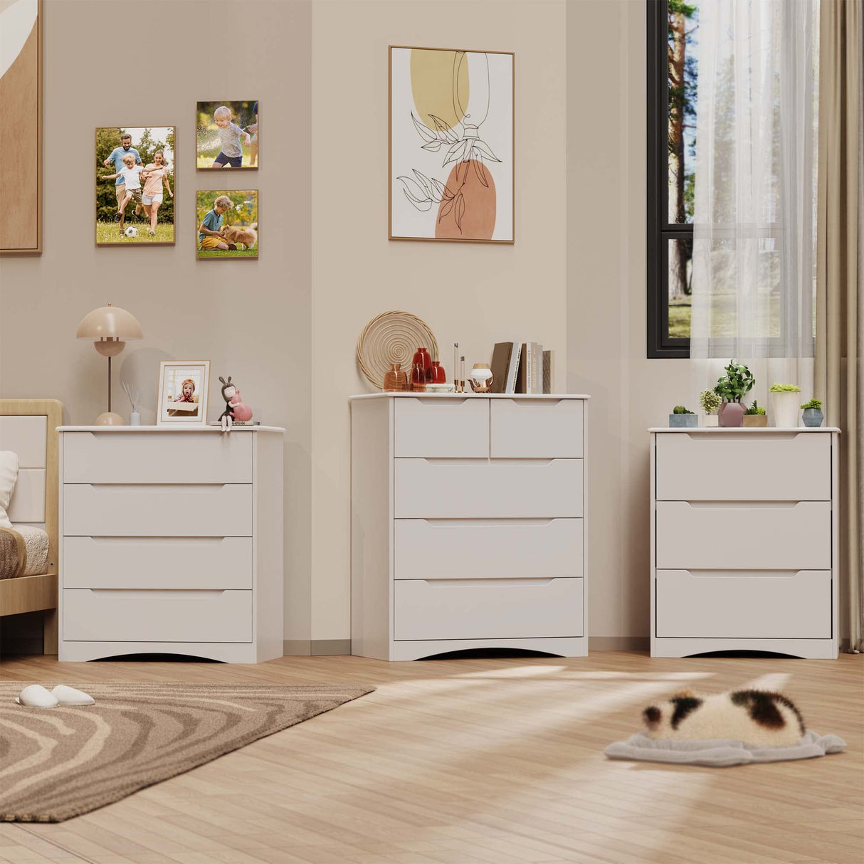 5 Drawers Chest, White Dresser for Bedroom with Large Storage Capacity