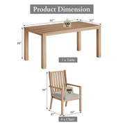 RoyalCraft Aluminum 7 Pieces Patio Dining Sets, Outdoor Dining Table with 6 Chairs, Outdoor Patio Dining Furniture Set with Removable Cushion for Lawn, Garden, Backyard, Brown