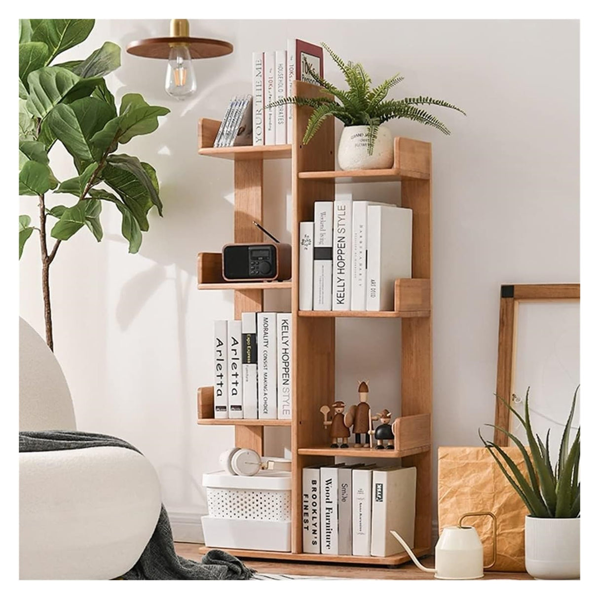 Bookcase Bookshelf Rubber Wood Bookcase Free Standing Book Shelf Organizer