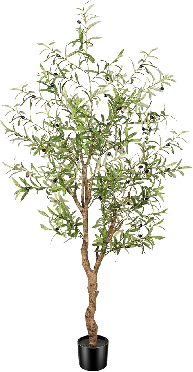 Faux Olive Tree 10ft - Tall Artificial Olive Tree 10 Feet Indoor - Large Fake Plants Olive