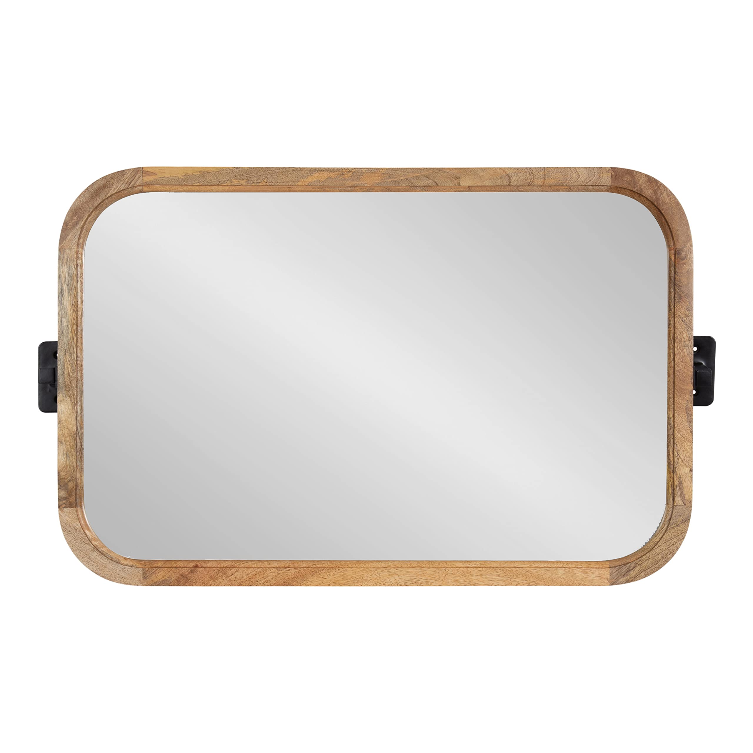 Hogan Wood Rounded Rectangle Pivot Mirror, 20 x 33, Natural Brown Wood