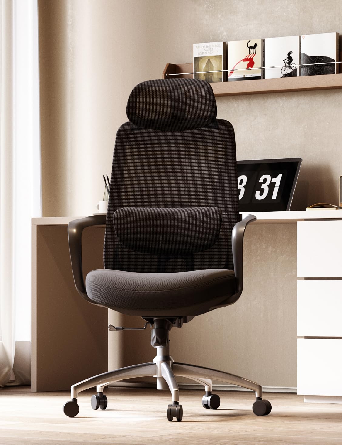 Office Chair with Adjustable 3D Lumbar Support and Headrest,Mesh Desk Chair