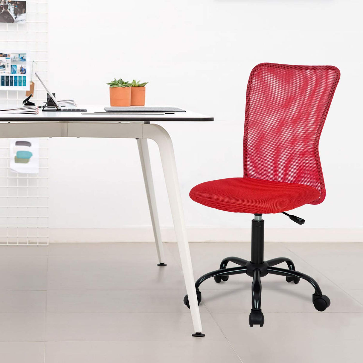 Chair Mid Back Mesh Desk Chair Armless Computer Chair Ergonomic Task Rolling Swivel