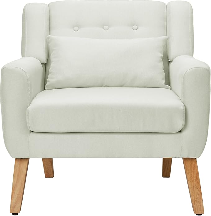 Accent Chair,Living Room Reading Arm Chair Upholstered,Linen Fabric Single Sofa Chair