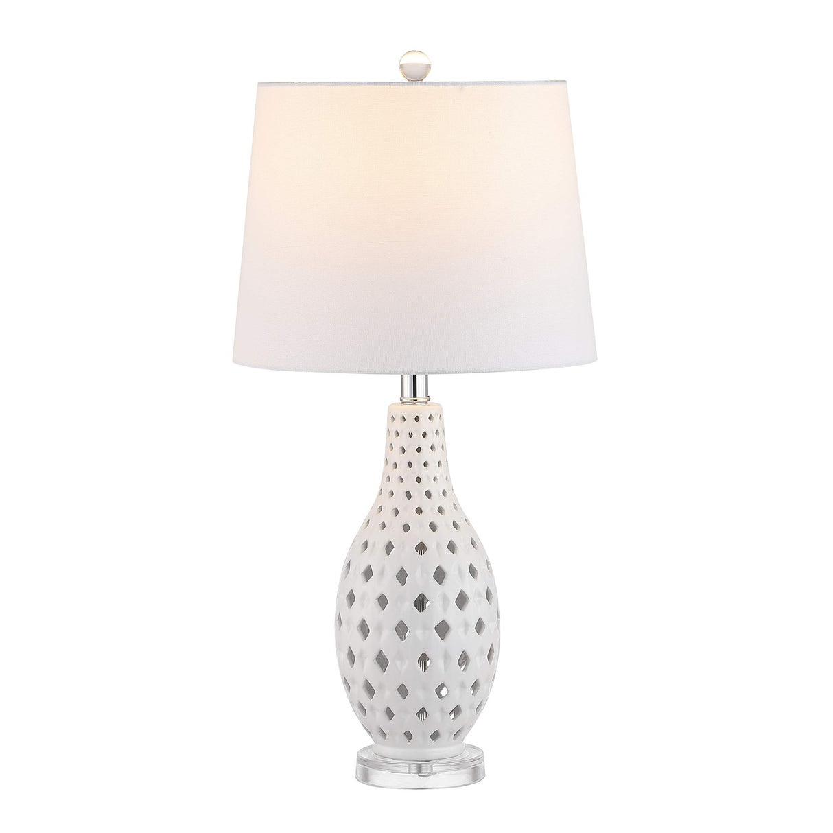 Lighting Collection Harlem Trellis White Ceramic 26-inch Bedroom Living Room Home