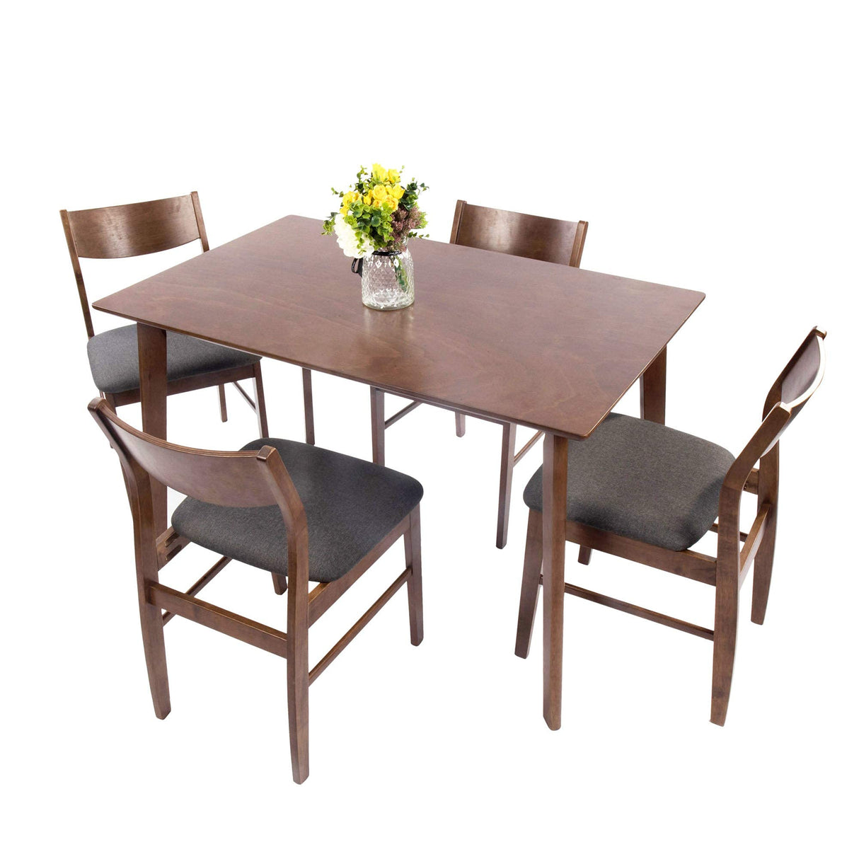 Piece Kitchen & Dining Sets Wooden Kitchen Table and Chairs Compact Farmhouse Dining Room Set Solid Wooden Frame, Brown