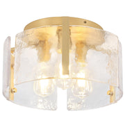 3-Light Modern Semi Flush Mount Ceiling Light Fixture, Gold Glass Lights