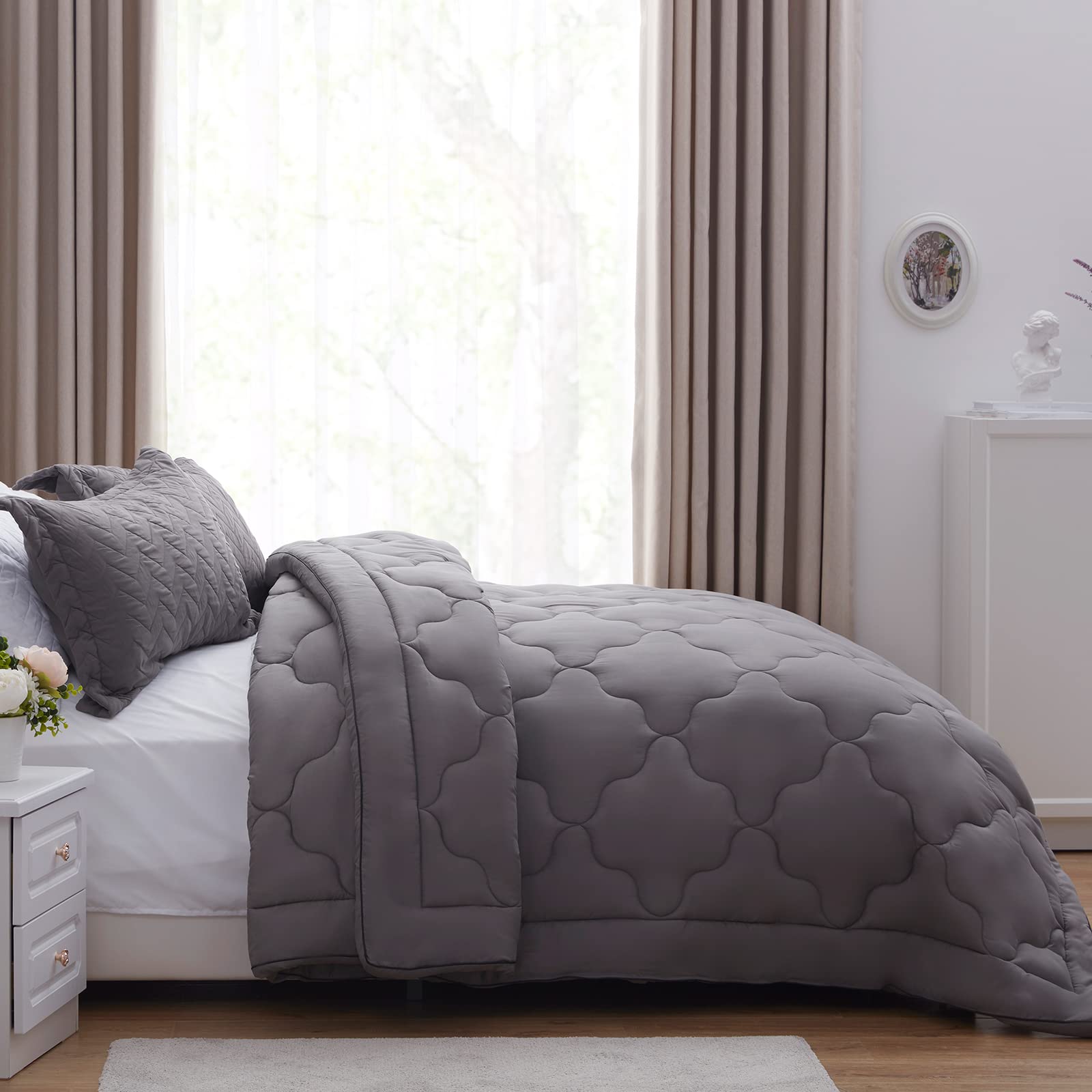 Comforter Duvet Insert - Quilted Comforters Queen Size, All Season Duvet, Down