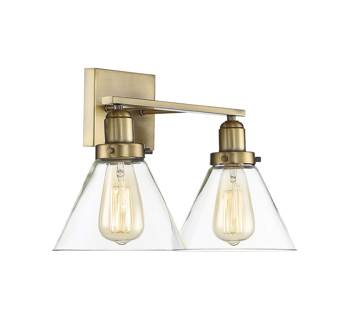 8-9130-2-322 Drake Farmhouse Vintage Industrial Clear Glass Bathroom Vanity Wall Light