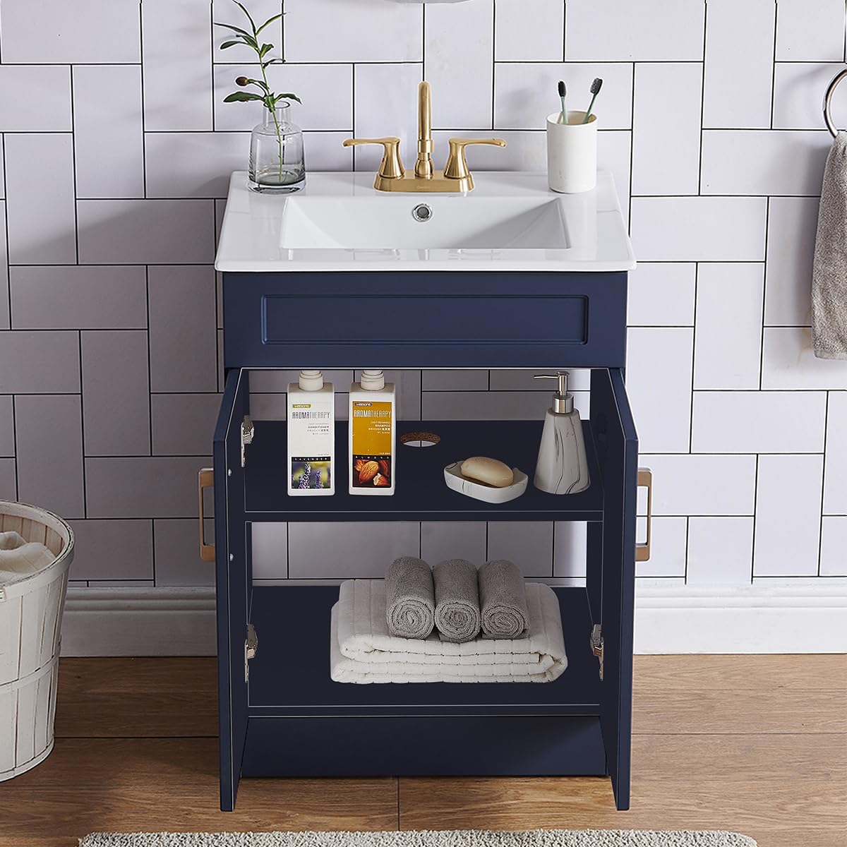 24 Inch Small Blue Bathroom Vanity with Sink