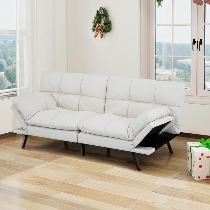 68" Futon Sofa Bed,Convertible Memory Foam Couch Bed