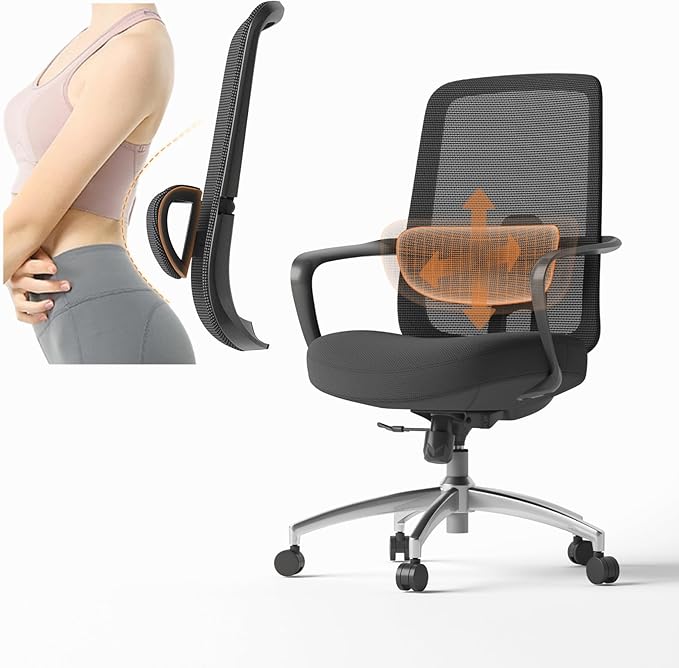 Office Chair with Adjustable 3D Lumbar Support and Headrest,Mesh Desk Chair