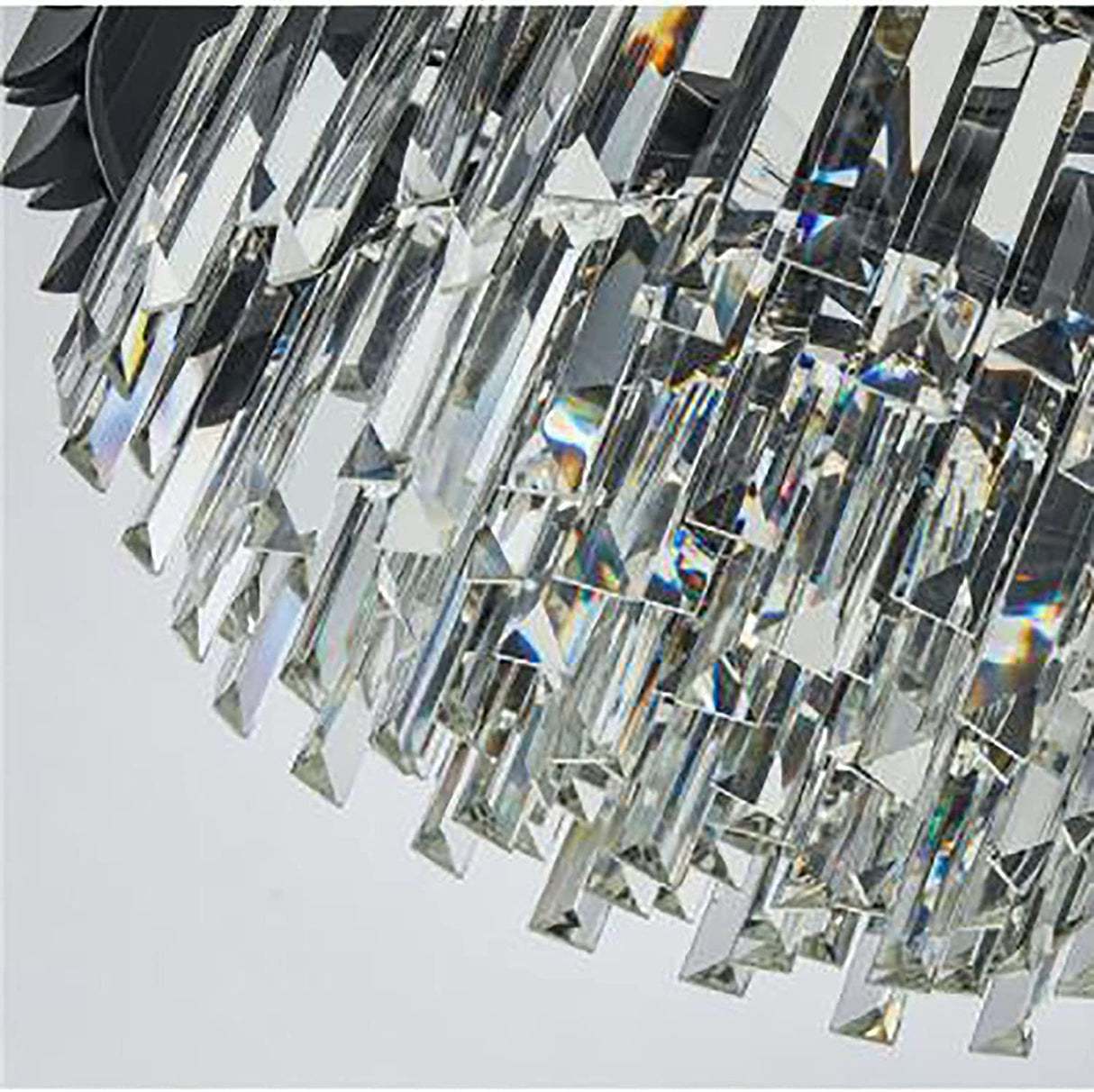 Crystal Chandeliers,Black Round Chandelier Light Fixture,2-Tier Raindrop Ceiling Light
