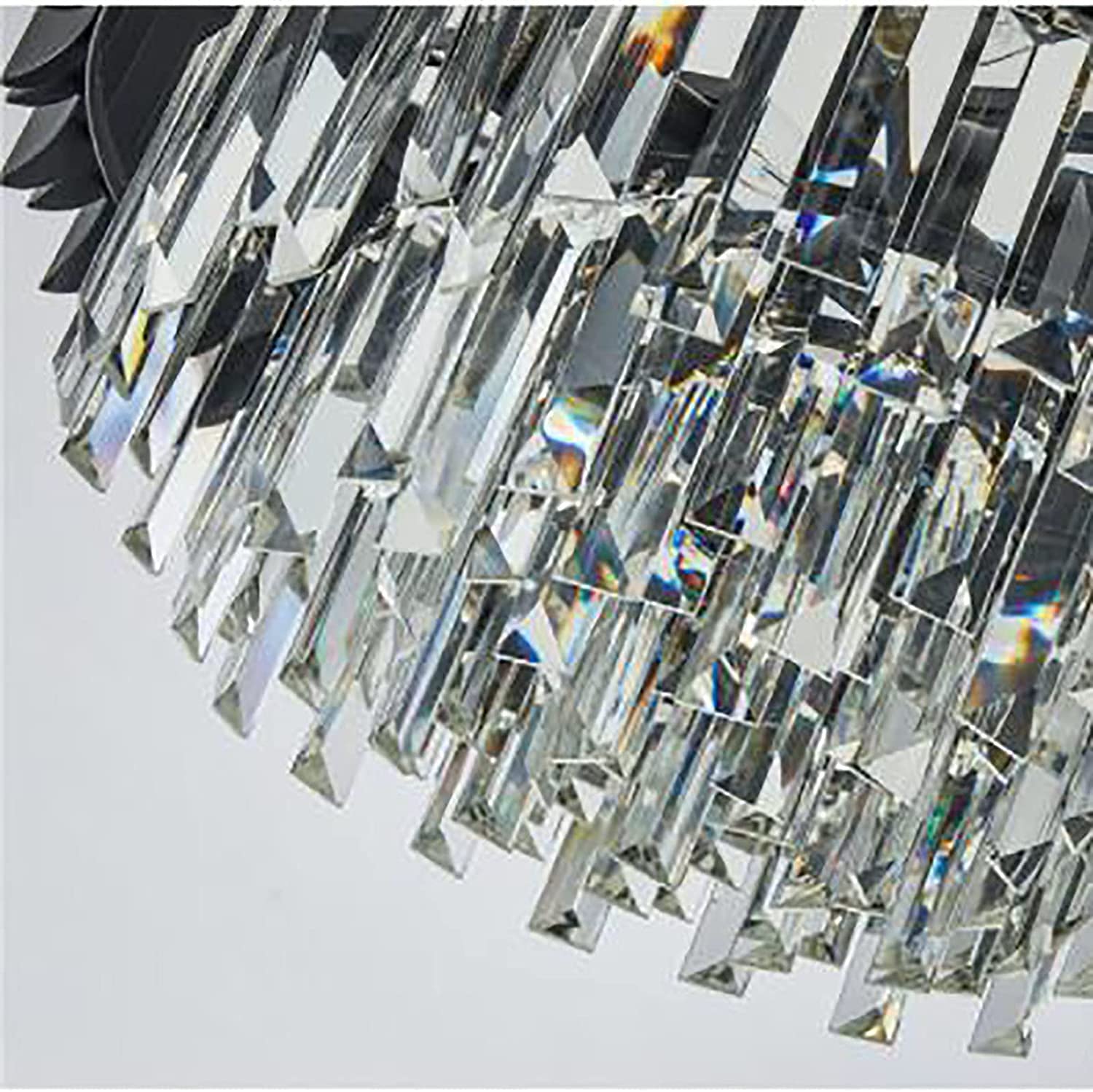 Crystal Chandeliers,Black Round Chandelier Light Fixture,2-Tier Raindrop Ceiling Light